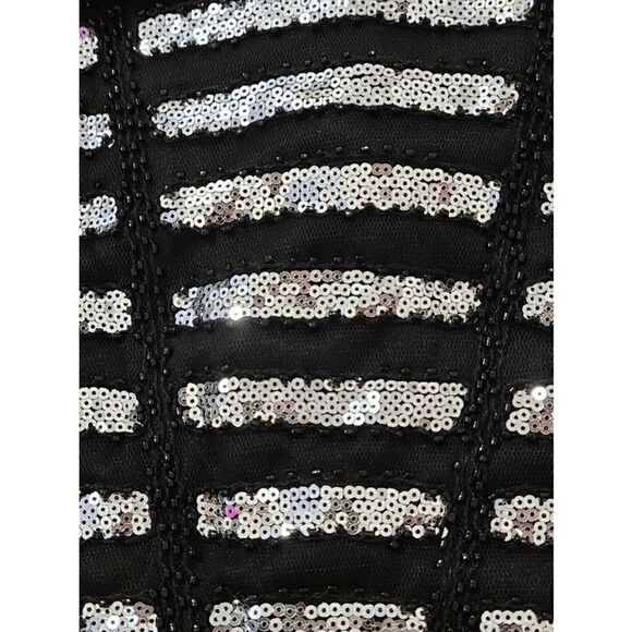 ✨🖤 Flapper Great Gatsby 1920s Retro Tassel Fringe Sequin Black Dress SIZE M NWT - Picture 12 of 17